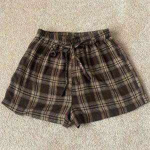 Brown/tan plaid pj shorts